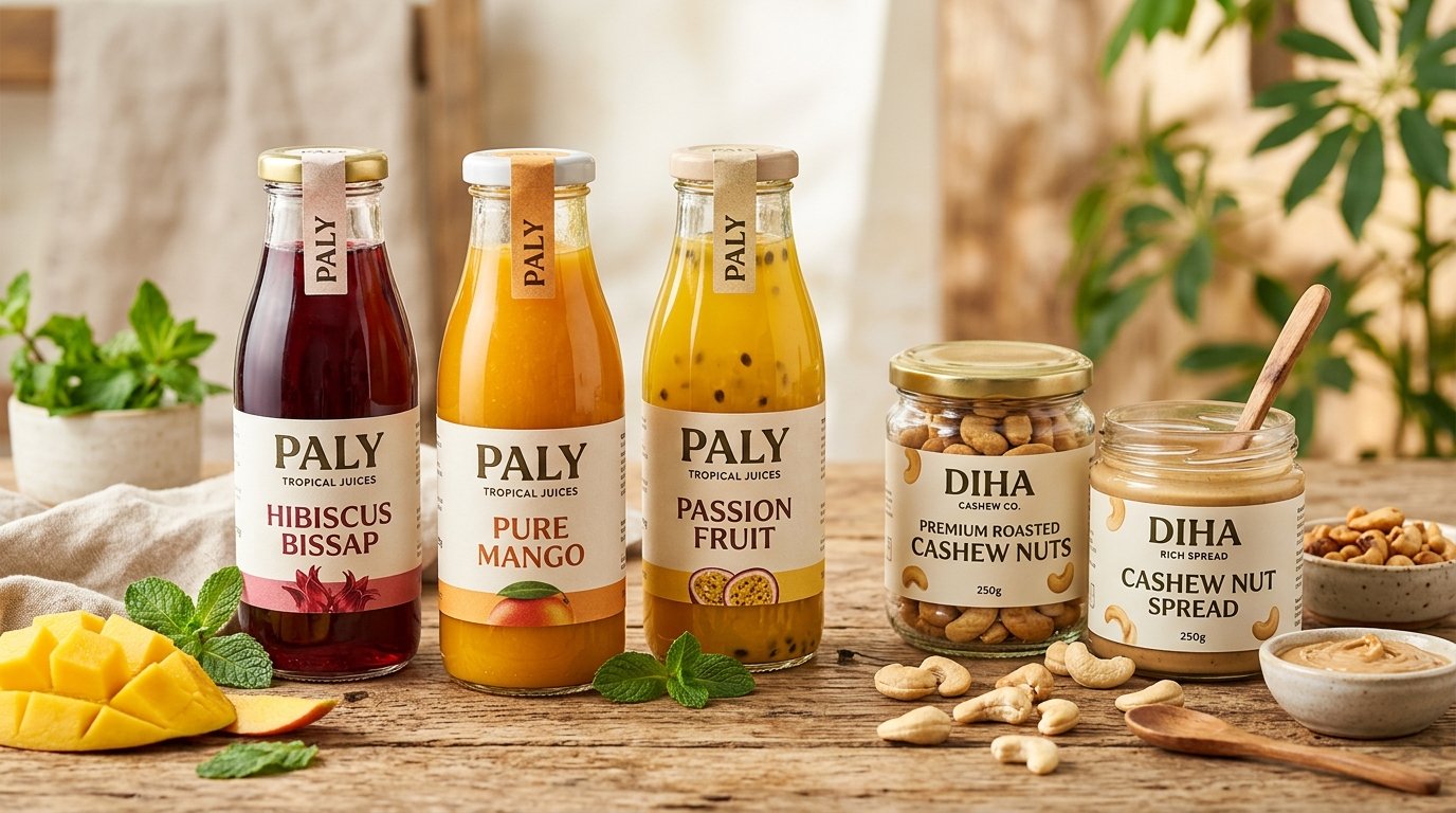 Jus Frais Pressés PALY 100% naturels & Délices d'Anacarde DIHA